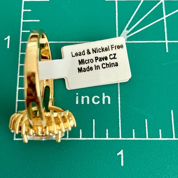 Marquise Cut Cubic Zirconia Halo Cocktail Ring Yellow Gold Plated Size 7 8 9 - Picture 11 of 12